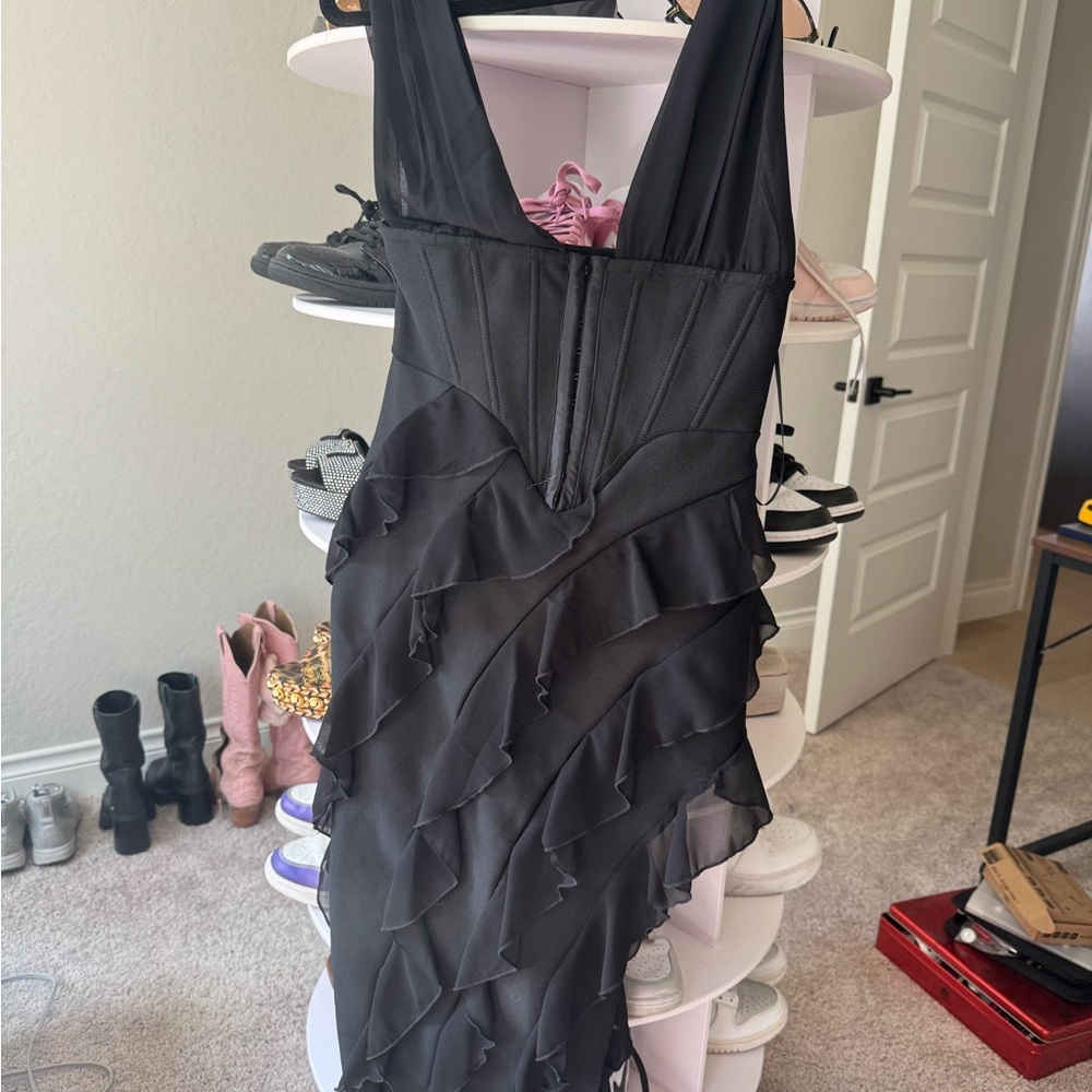 Elegant Black Ruffled Dress